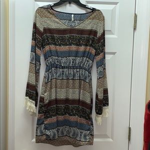 Free people dress with fringe sleeves